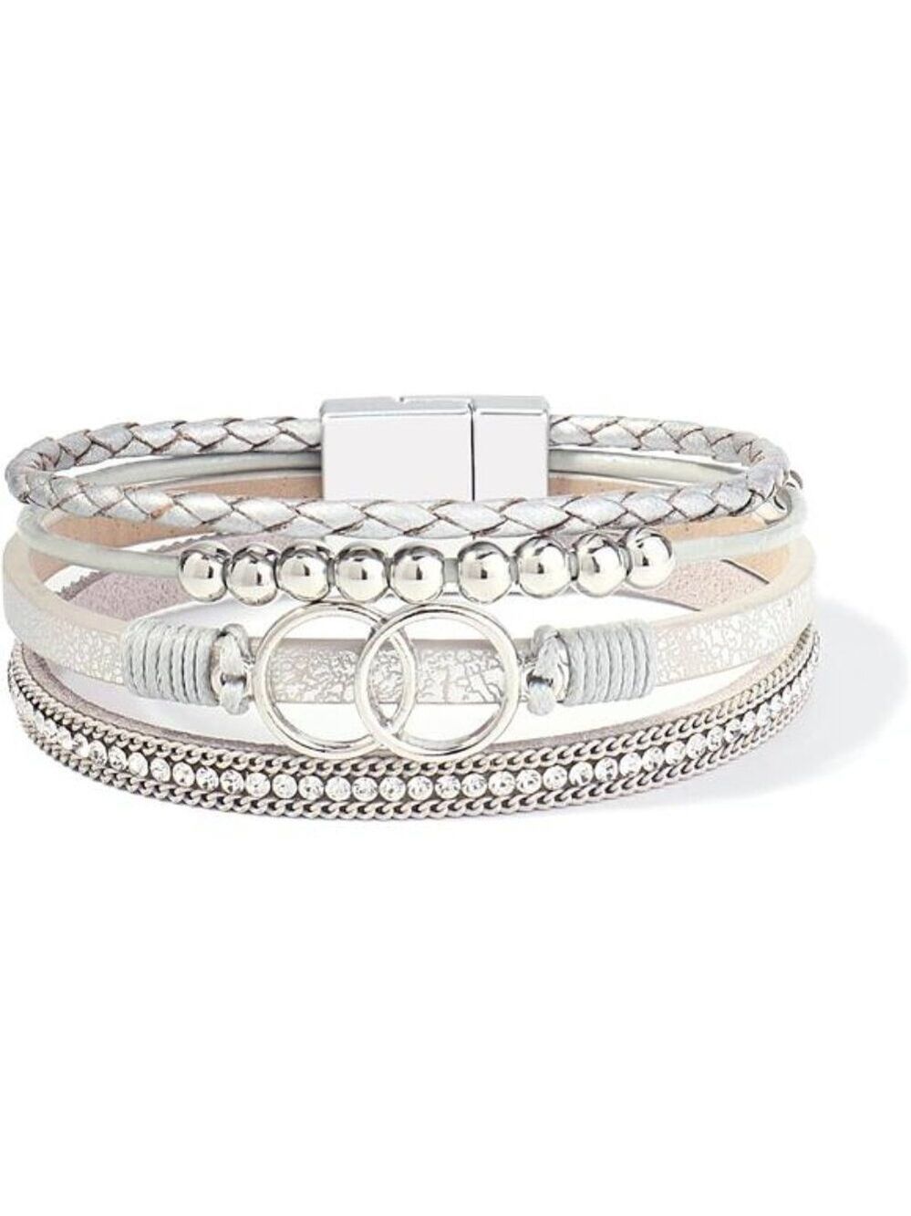 FANCY SHINY Boho Wrap Bracelets Leather Cuff Bangle Beaded Bracelets for Women
